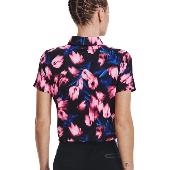 Under Armour Golf Polo Womens, Zinger Blur, Black-Pink , XS - Picture 2 of 8